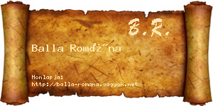 Balla Romána névjegykártya